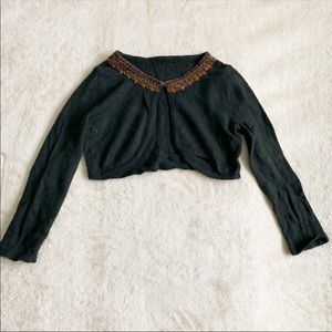 Black Angora Shrug with Beading